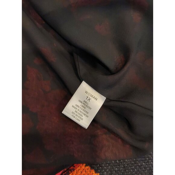 NEW Roz and Ali Plus Size Black and Red Floral Chiffon Top. Ruffles. 1X - Picture 8 of 14